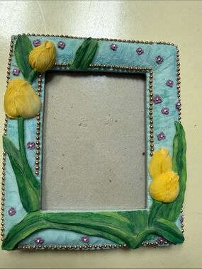 3D Floral Picture Frame Yellow Tulip Flowers